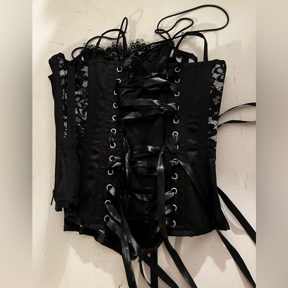 CorsetStory Satin and Lace Spaghetti Strap steel-boned Corset Top - NEW - Picture 5 of 6